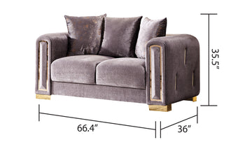 Impreza Modern Style Loveseat In Silver Silver Wood Primary Living Space Modern Upholstered Wood