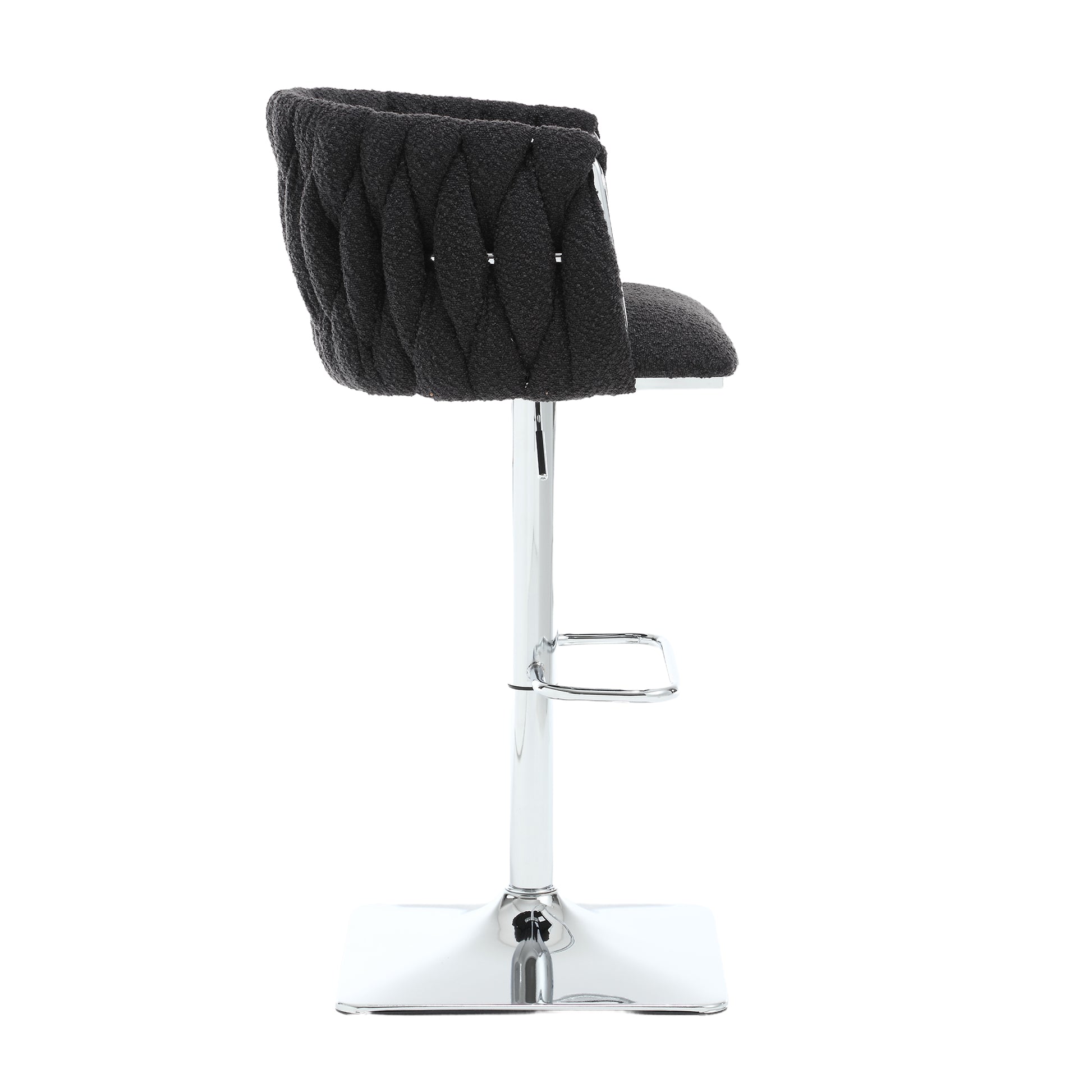 Coolmore Vintage Bar Stools With Back And Footrest Counter Height Dining Chairs 2Pc Set Black Boucle