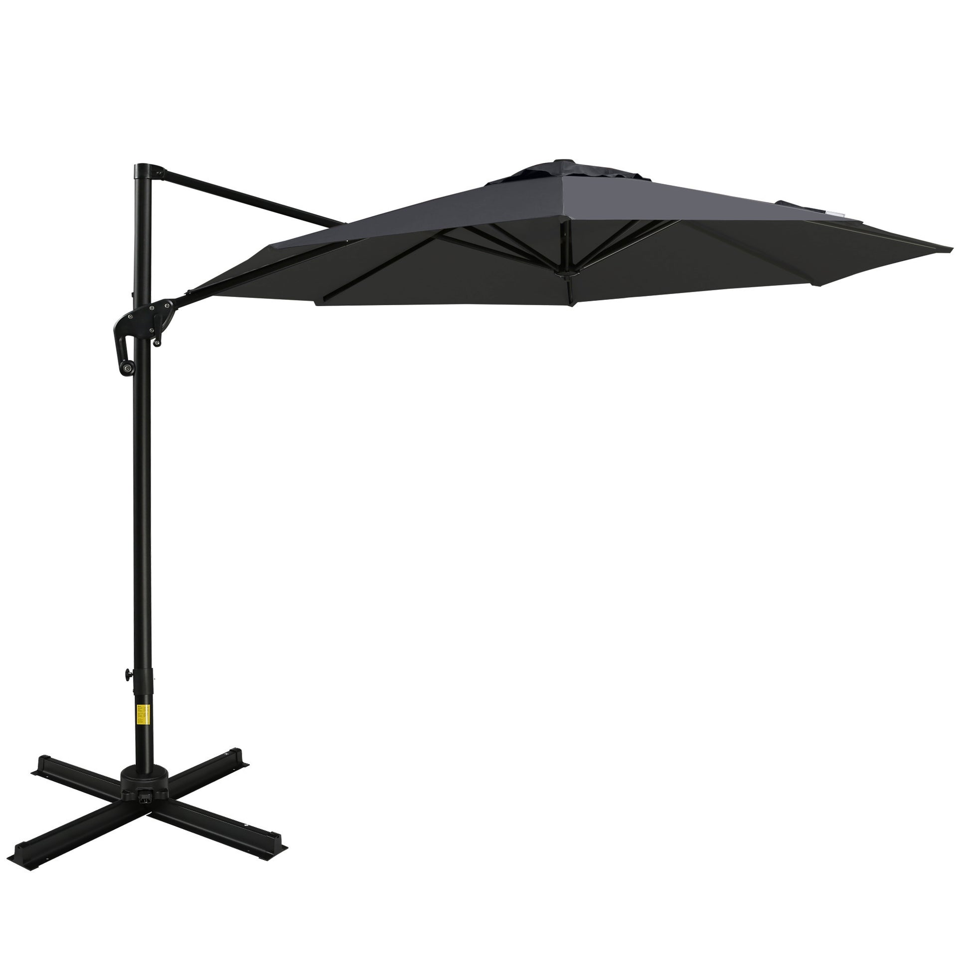 10Ft Offset Patio Umbrella With Base, Hanging Aluminum And Steel Canti