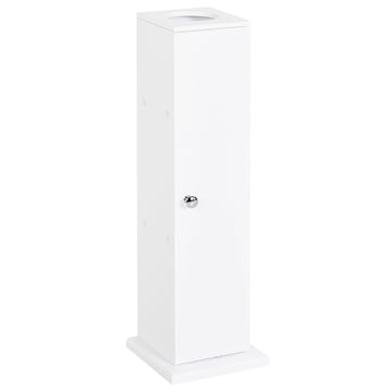 Toilet Paper Cabinet, Small Bathroom Corner Floor Cabinet With Doors And Shelves, Thin Storage Bathroom Organizer For Paper Shampoo, White White Engineered Wood