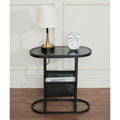 Glass Oval Small Side Tables Living Room Small Space With Magazines Organizer Storage Space Set Of 2 Black Bathroom Oval American Design Storage Stainless Steel