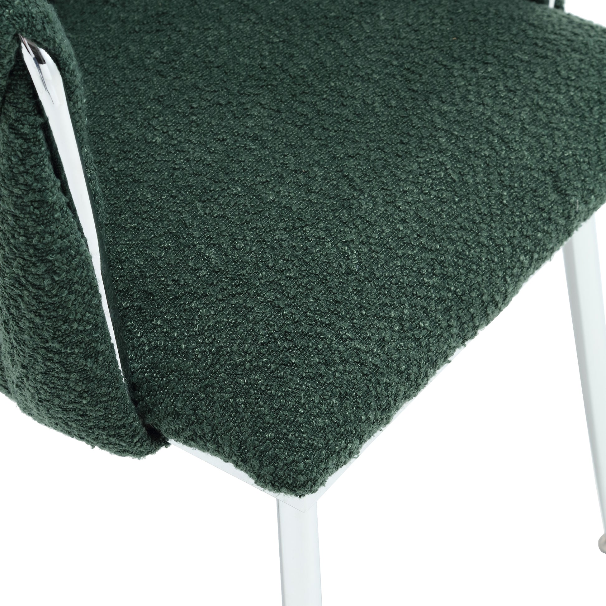 Coolmore Leisure Dining Chairs Accent Chair Velvet Accent Lounge Chair With Metal Feet 2Pc Set Emerald Boucle