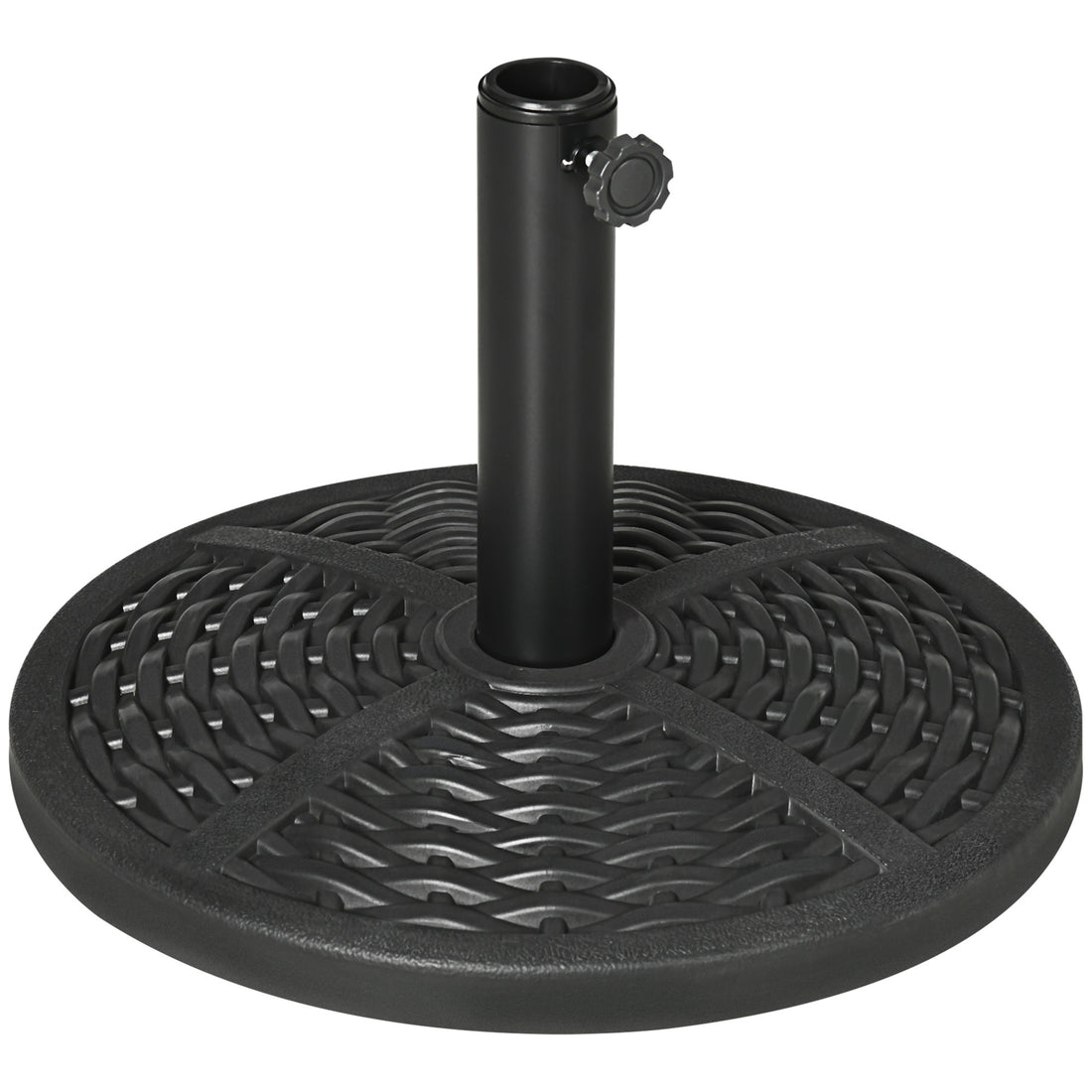 21 Lbs. Market Umbrella Base Holder 18" Heavy Duty Round Parasol Stand With Rattan Design For Patio, Black Black Steel