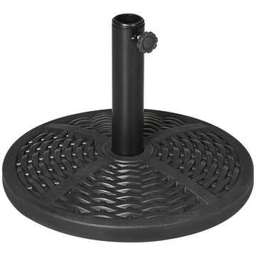 21 Lbs. Market Umbrella Base Holder 18" Heavy Duty Round Parasol Stand With Rattan Design For Patio, Black Black Steel