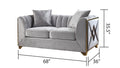 Velencia Modern Style Loveseat In Silver Silver Wood Primary Living Space Modern Upholstered Wood