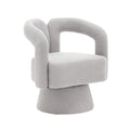 Coolmore 360 Degree Swivel Cuddle Barrel Accent Chairs, Round Armchairs With Wide Upholstered, Fluffy Fabric Chair For Living Room, Bedroom, Office, Waiting Rooms Light Gray Boucle Light Gray Foam Boucle