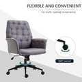 Linen Home Office Chair, Tufted Height Adjustable