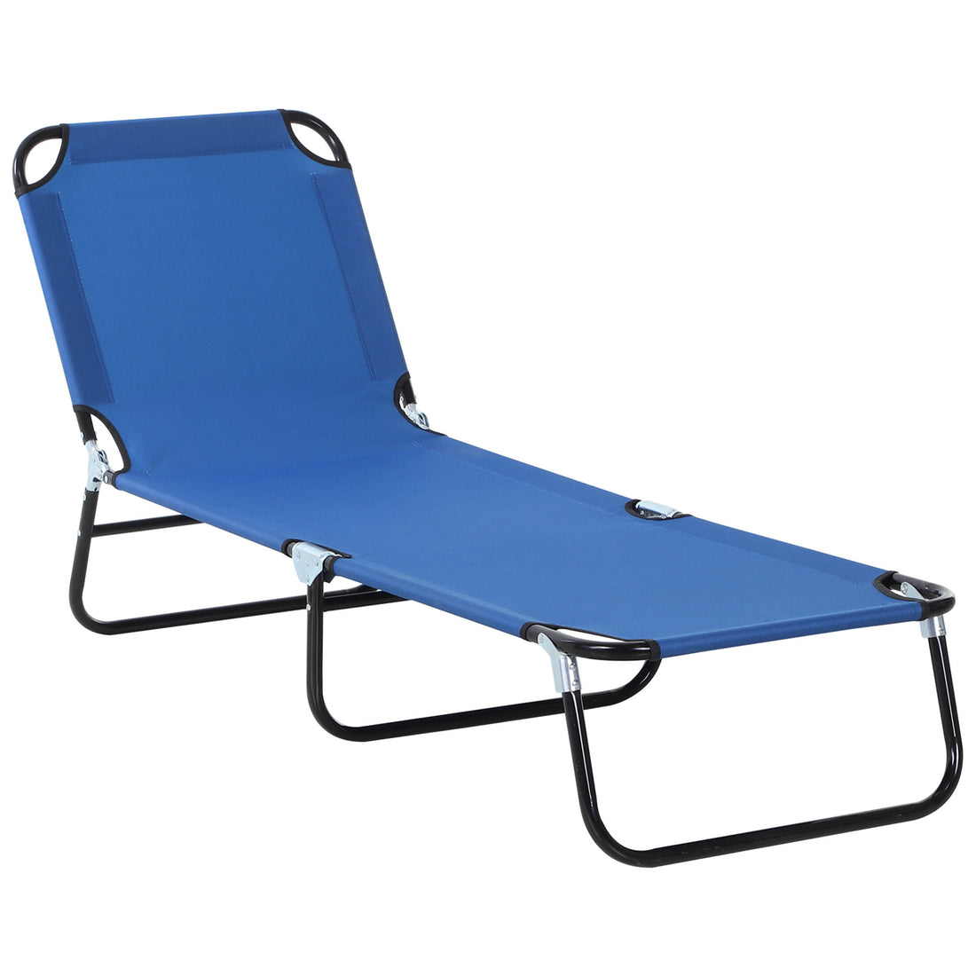 Folding Chaise Lounge Pool Chair, Patio Sun Tanning Chair, Outdoor Lounge Chair With 5 Positions Reclining Back, Oxford Fabric Seat For Beach, Yard, Patio, Blue Blue Steel