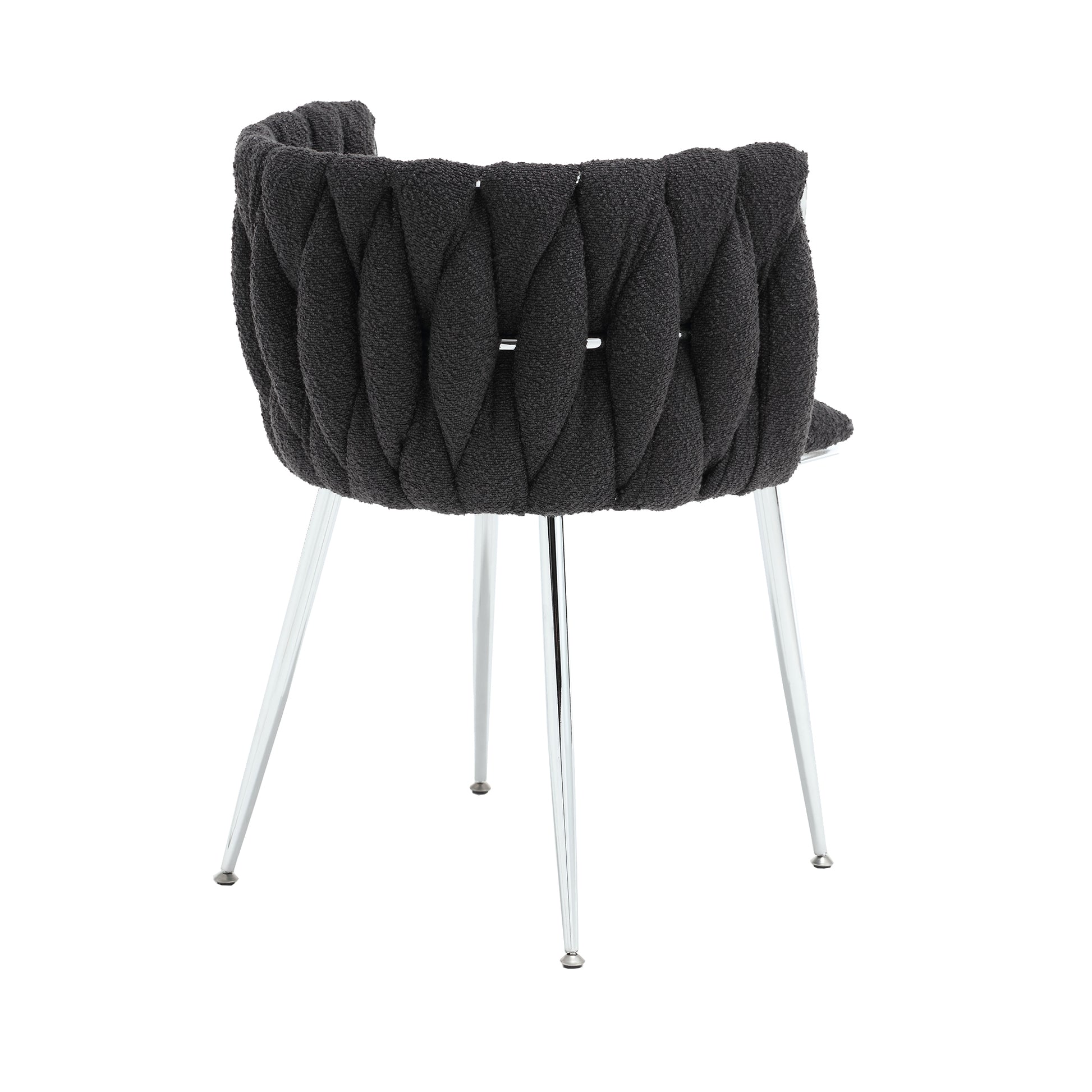 Coolmore Leisure Dining Chairs Accent Chair Velvet Accent Lounge Chair With Metal Feet 2Pc Set Black Boucle