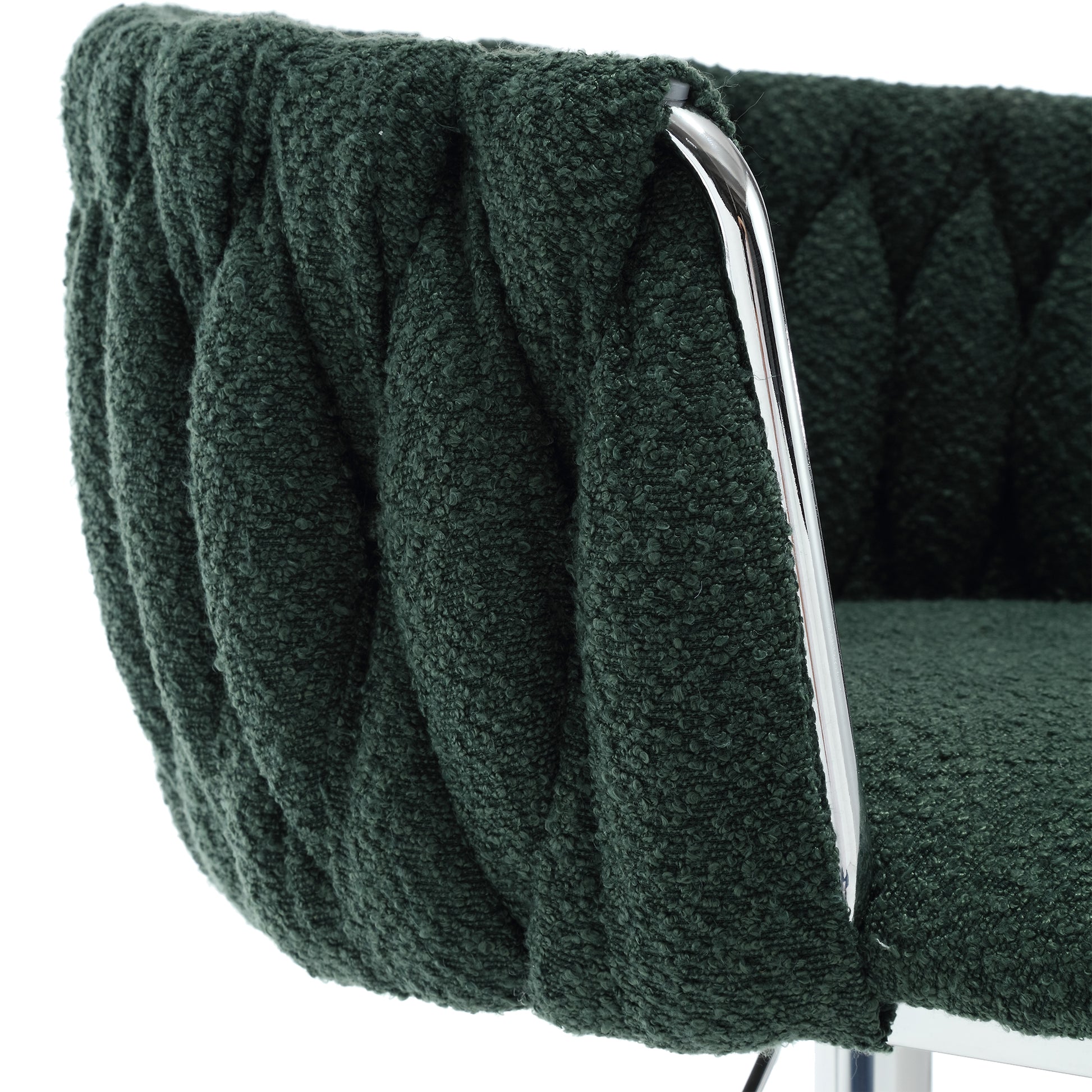 Coolmore Vintage Bar Stools With Back And Footrest Counter Height Dining Chairs 2Pc Set Emerald Boucle