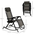 Outdoor Rocking Chairs, Foldable Reclining Anti Gravity Lounge Rocker W Pillow, Cup & Phone Holder, Combo Design W Folding Legs, Gray Gray Steel