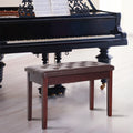 Piano Bench, Duet Piano Chair With Faux Leather Padded Cushion And Wooden Frame, Button Tufted Keyboard Bench, Brown Brown Rubber Wood