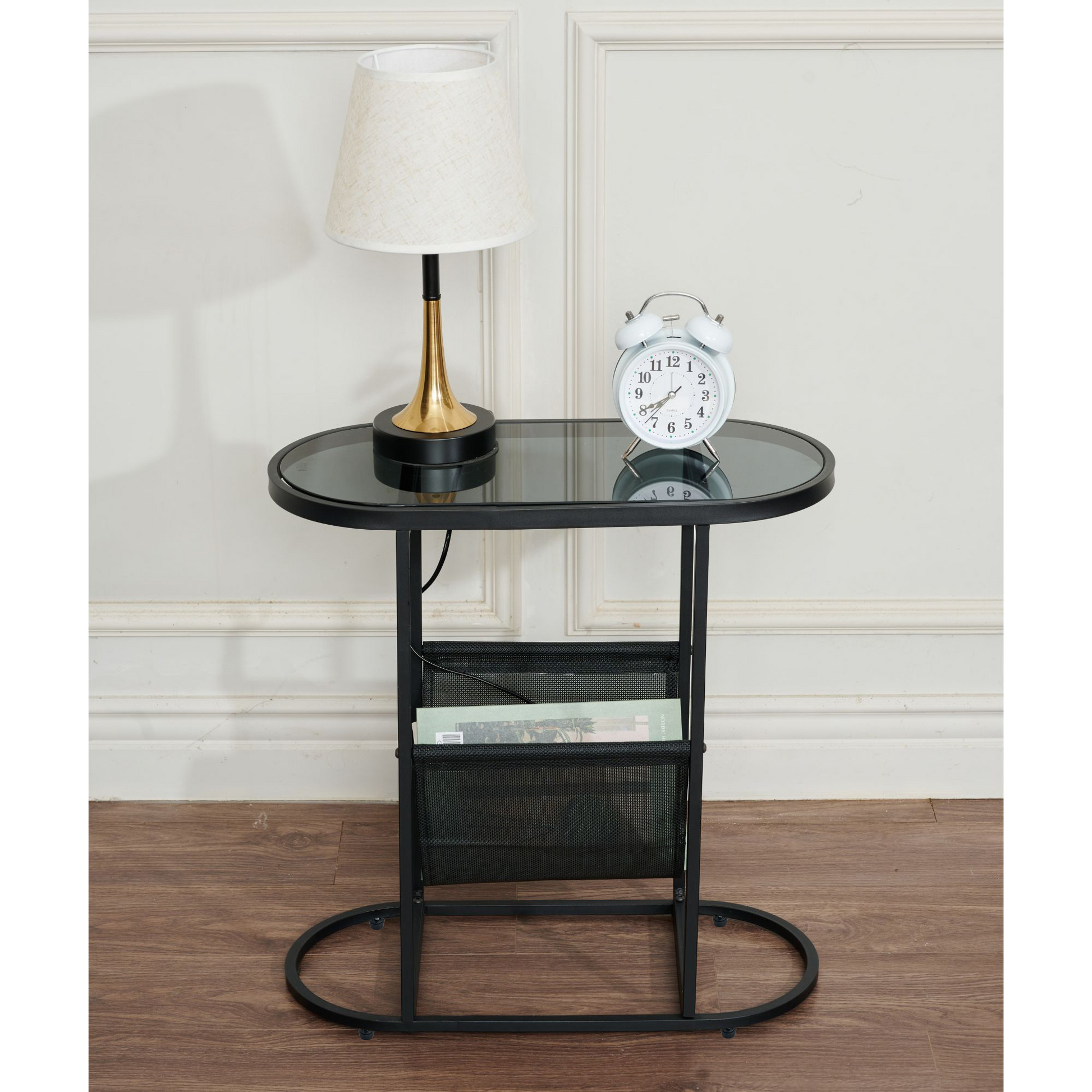 Glass Oval Small Side Tables Living Room Small Space With Magazines Organizer Storage Space Black Bedroom Oval American Design Storage Stainless Steel