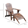 Wooden Adirondack Chair Outdoor Patio Lounge Chair W Ottoman Rustic Brown Natural Wood