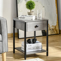 Industrial End Table With Storage Shelf, Accent Side Table With Drawer For Living Room, Or Bedroom, Grey Grey Particle Board