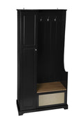 Hall Tree With Bench, Storage Cabinet, Suitable For Living Room, Entryway, Bedroom Black Mdf