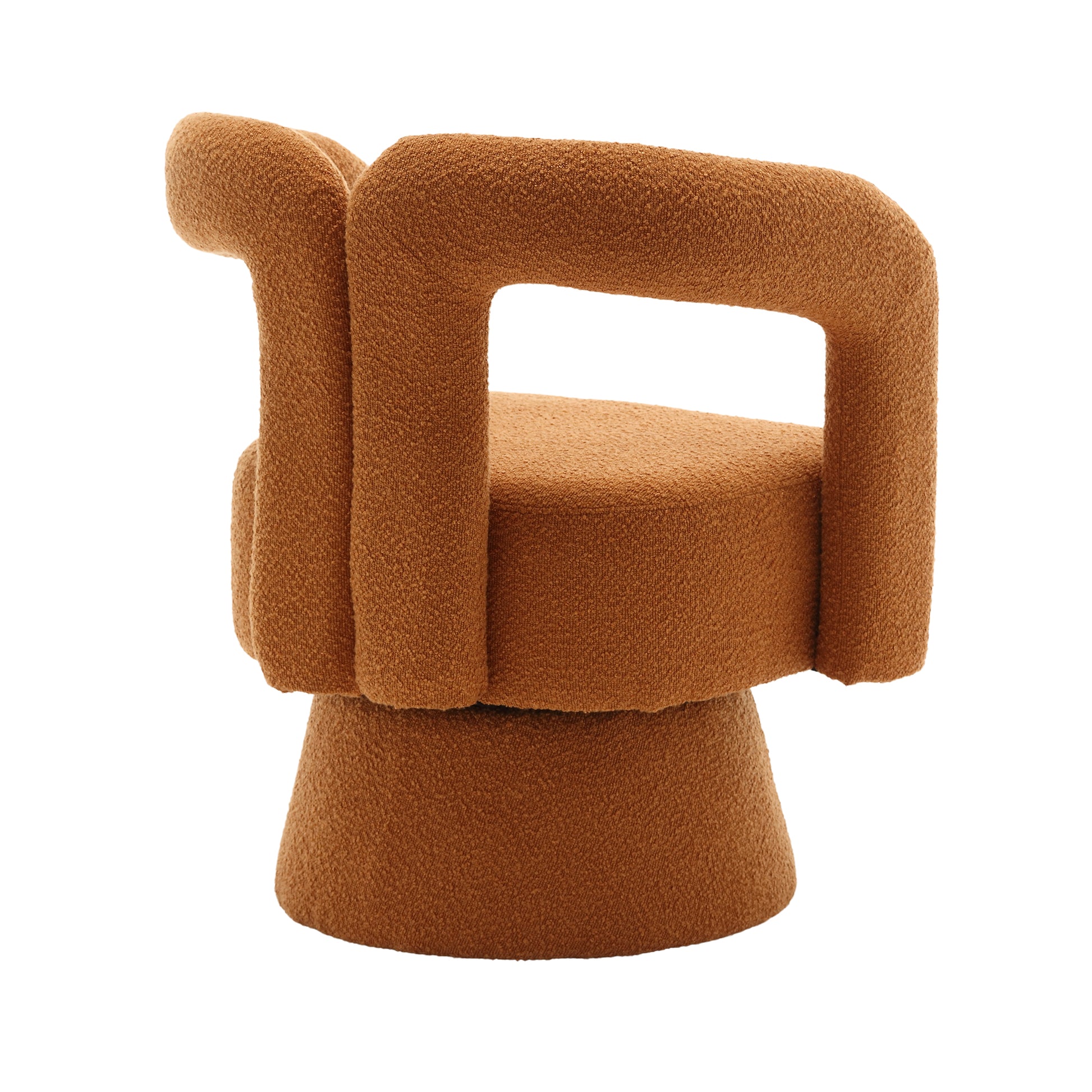 Coolmore 360 Degree Swivel Cuddle Barrel Accent Chairs, Round Armchairs With Wide Upholstered, Fluffy Fabric Chair For Living Room, Bedroom, Office, Waiting Rooms Orange Boucle Orange Foam Boucle