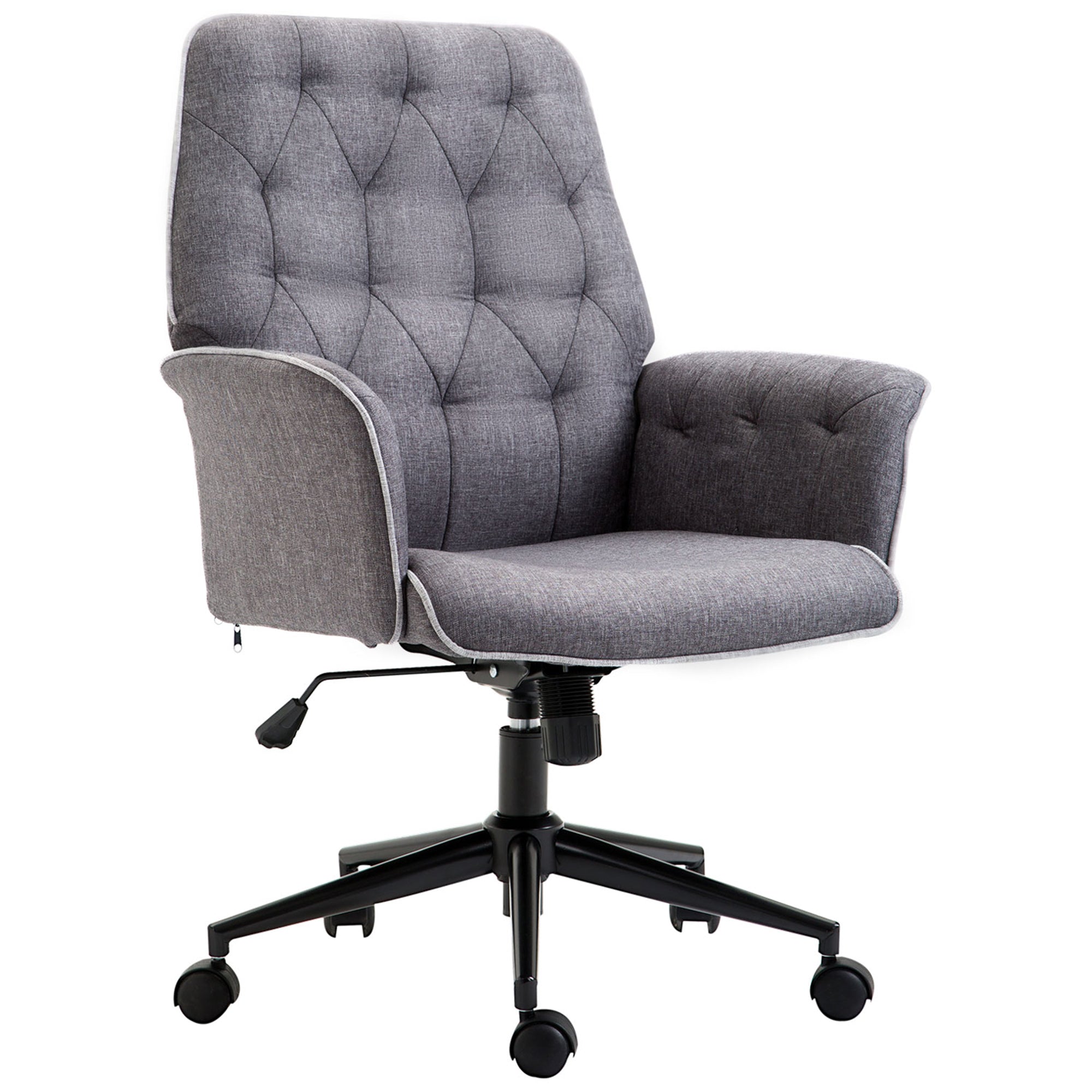 Linen Home Office Chair, Tufted Height Adjustable