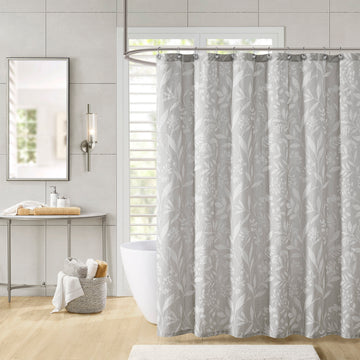 Floral Shower Curtain Taupe Cotton