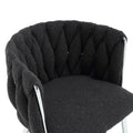 Coolmore Leisure Dining Chairs Accent Chair Velvet Accent Lounge Chair With Metal Feet 2Pc Set Black Boucle