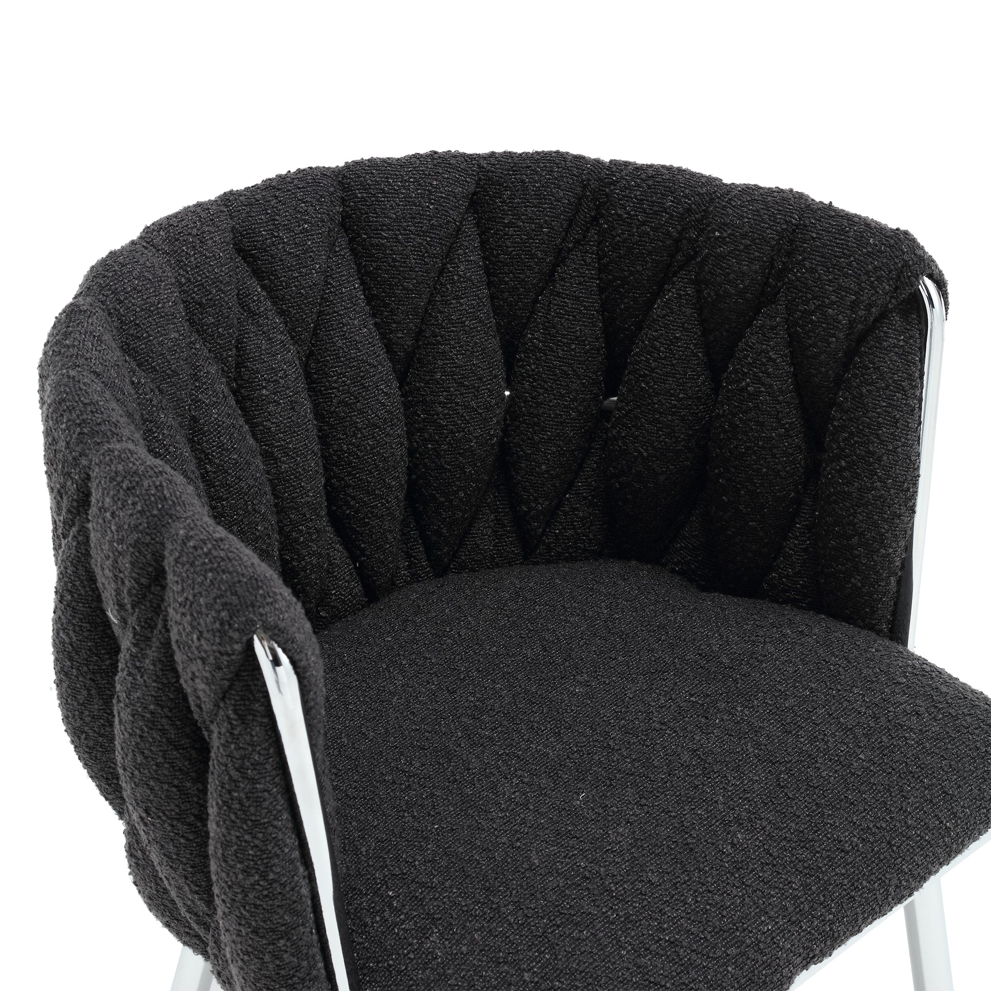 Coolmore Leisure Dining Chairs Accent Chair Velvet Accent Lounge Chair With Metal Feet 2Pc Set Black Boucle