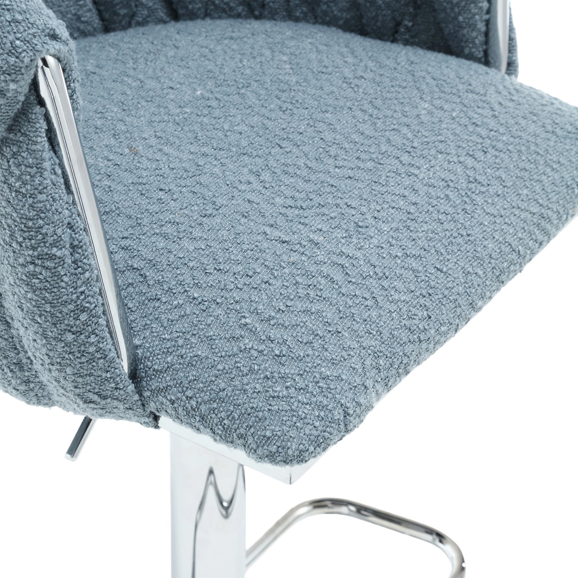 Coolmore Vintage Bar Stools With Back And Footrest Counter Height Dining Chairs 2Pc Set Light Blue Boucle