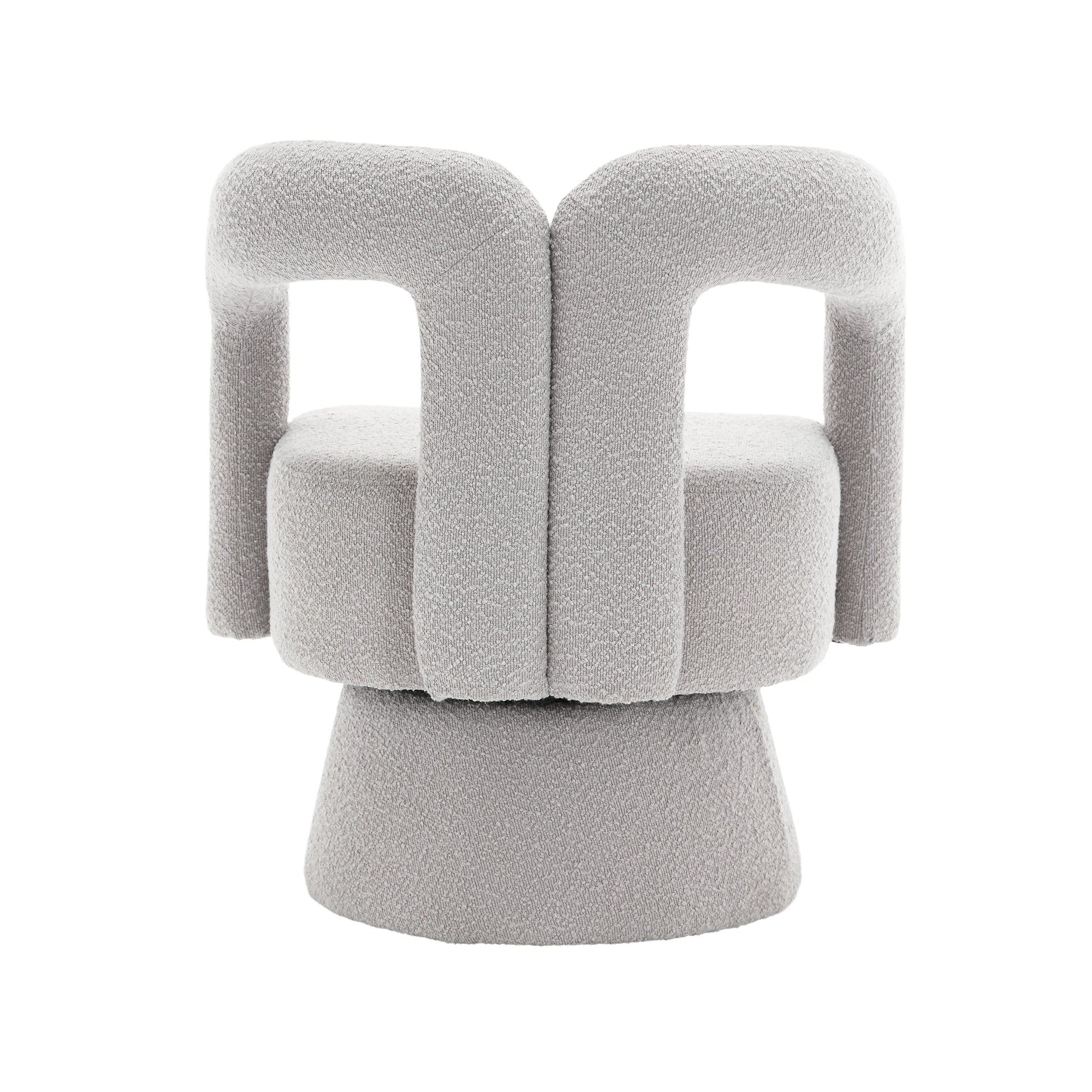 Coolmore 360 Degree Swivel Cuddle Barrel Accent Chairs, Round Armchairs With Wide Upholstered, Fluffy Fabric Chair For Living Room, Bedroom, Office, Waiting Rooms Light Gray Boucle Light Gray Foam Boucle