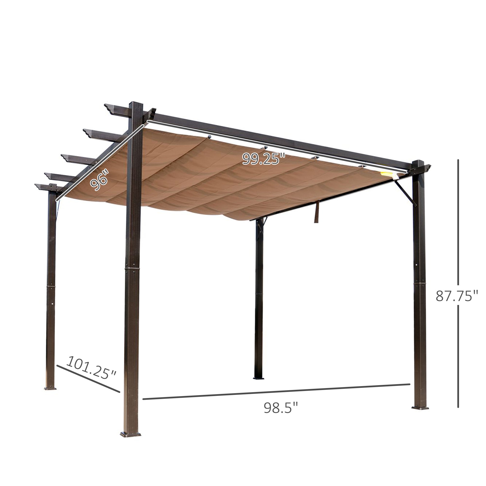 10' x 10' Outdoor Retractable Pergola Canopy, Aluminum brown-aluminium