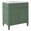 30'' Bathroom Vanity With Top Sink, Modern Bathroom Storage Cabinet With 2 Drawers And A Tip Out Drawer, Single Sink Bathroom Vanity Green Mdf