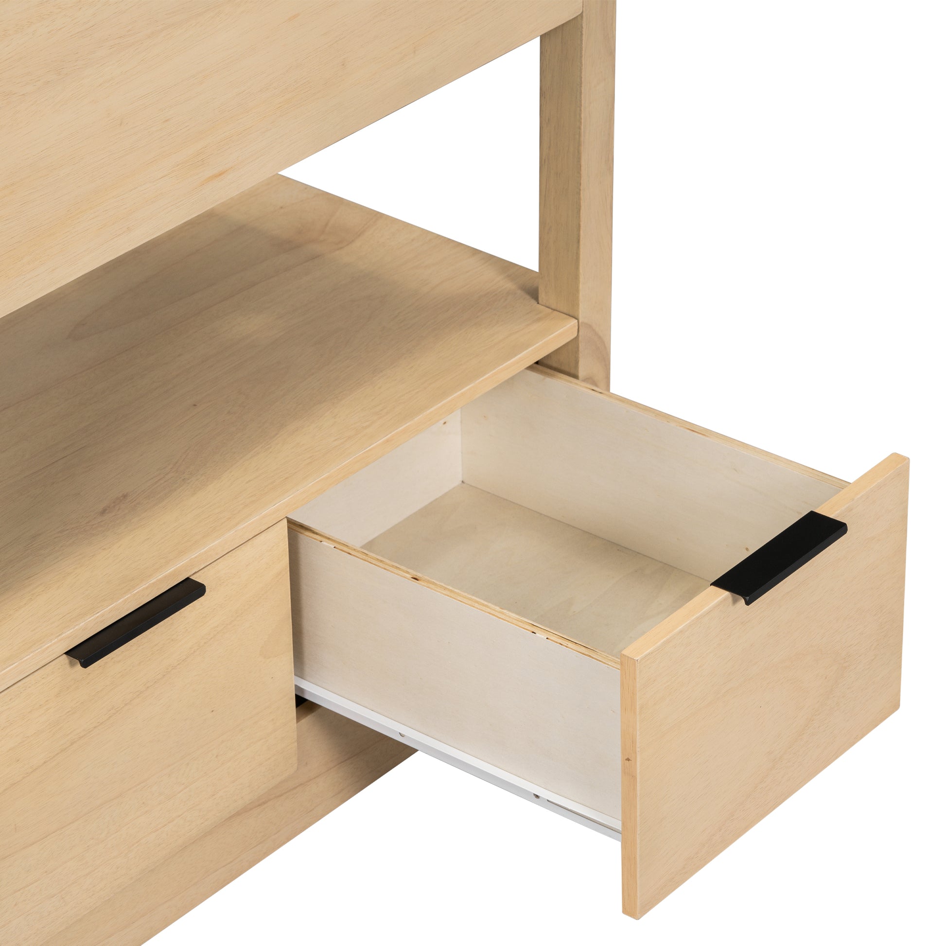 30" Bathroom Vanity With Sink Top, Bathroom Cabinet With Open Storage Shelf And Two Drawers, One Package, Natural Old Sku:Wf311619Aad Natural Solid Wood Mdf