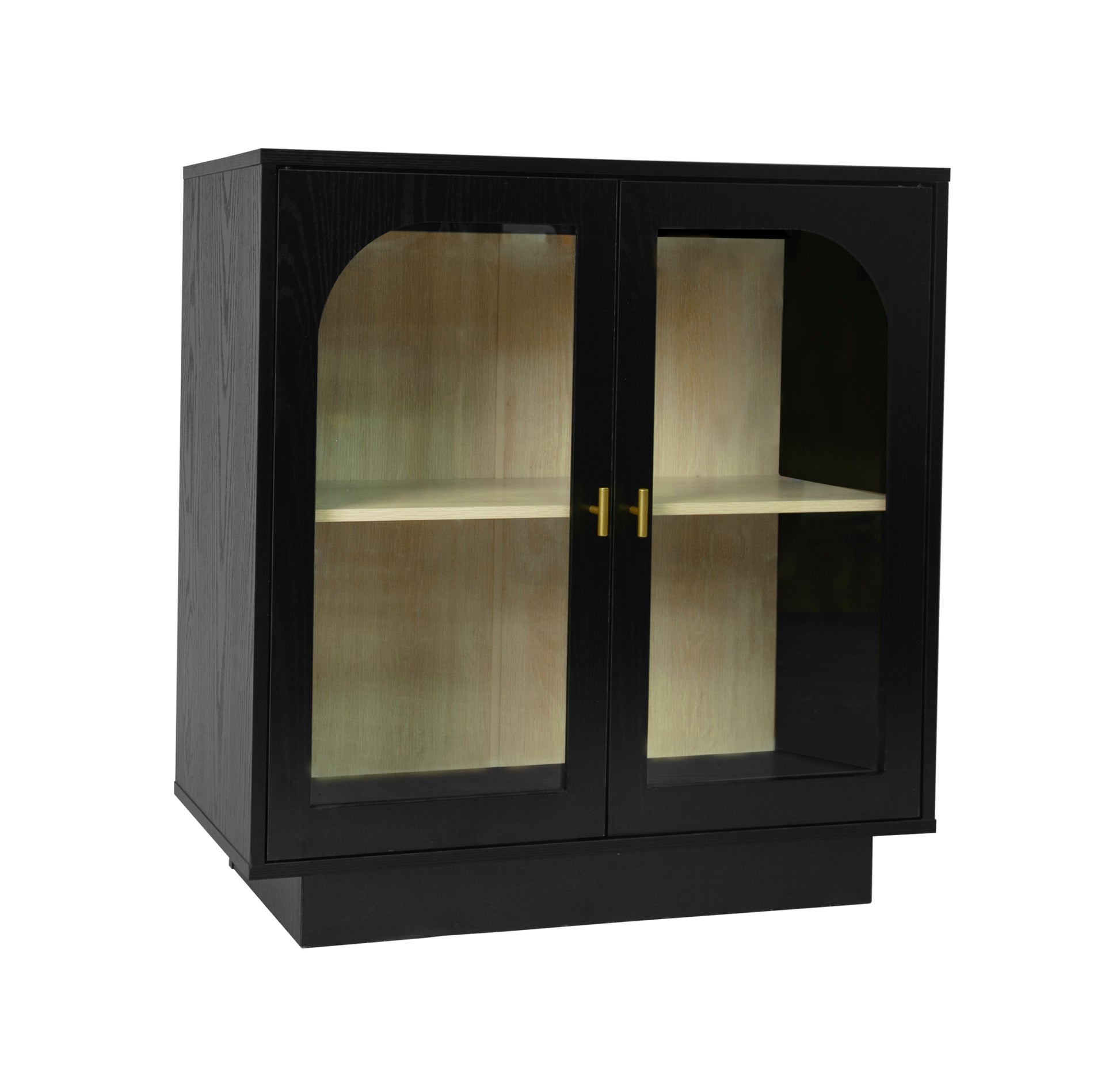 Storage Cabinet With Acrylic Door For Living Room, Dining Room, Study Black Particle Board