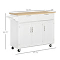 Mobile Kitchen Island with Storage, Kitchen Cart with white-mdf