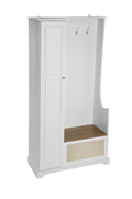 Hall Tree With Bench, Storage Cabinet, Suitable For Living Room, Entryway, Bedroom White Mdf