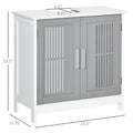 Kleankin Modern Under Sink Cabinet With 2 Doors, Pedestal Under Sink Bathroom Cupboard, Bathroom Vanity Cabinet With Adjustable Shelves, Gray And White White Gray Mdf