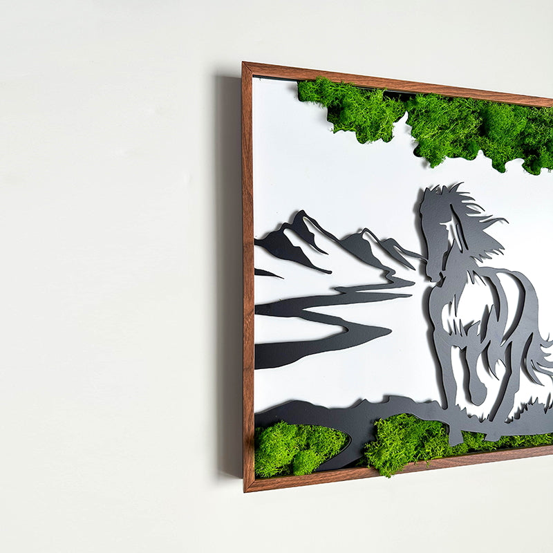 Horse Moss Metal Wall Art Green Iron