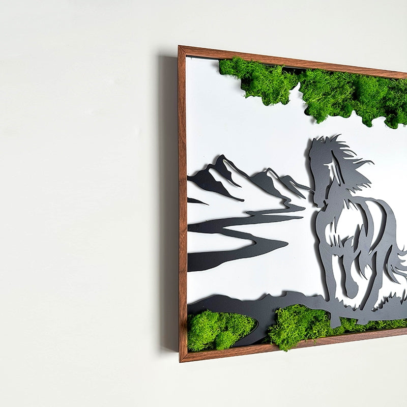 Horse Moss Metal Wall Art green-iron