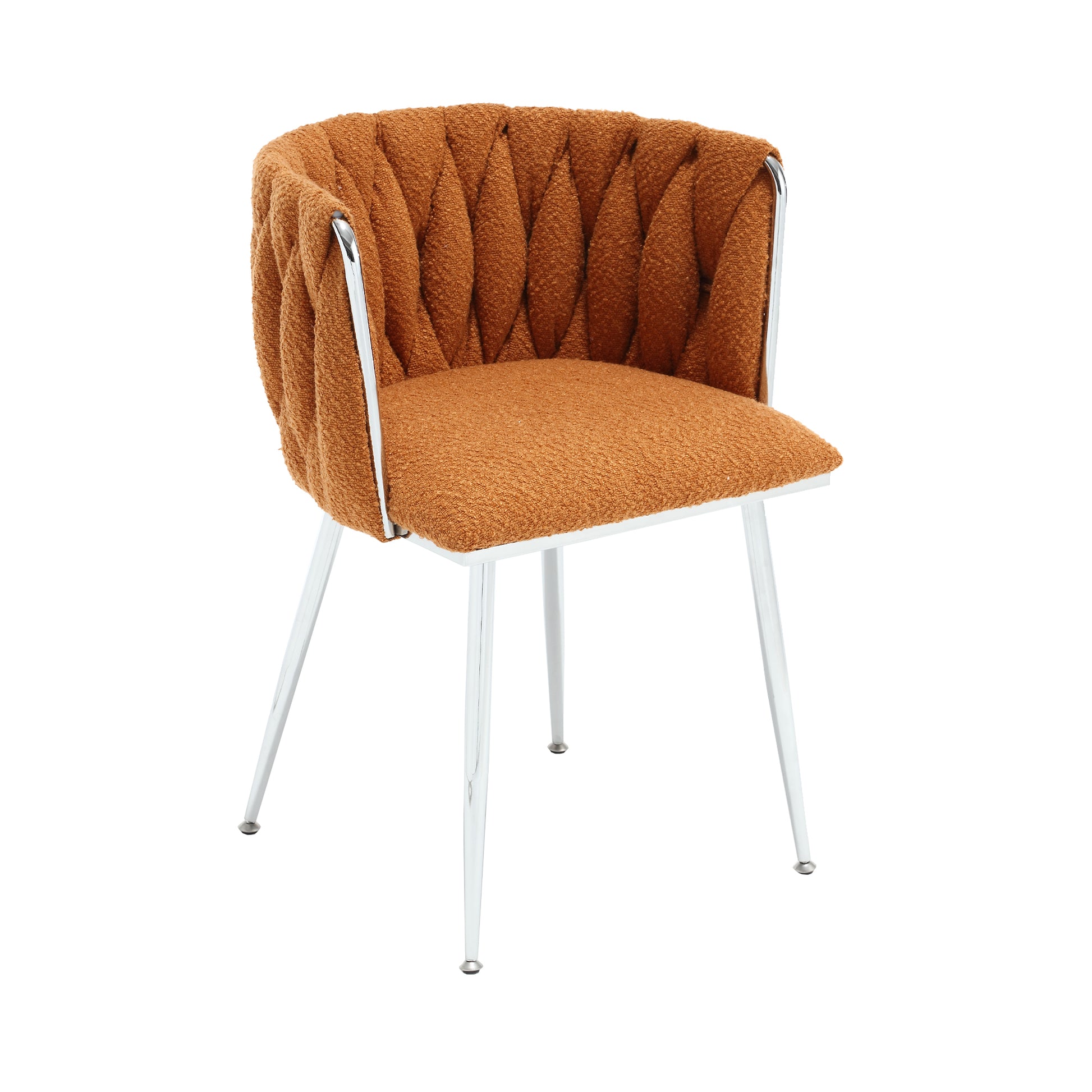 Coolmore Leisure Dining Chairs Accent Chair Velvet Accent Lounge Chair With Metal Feet 2Pc Set Orange Boucle