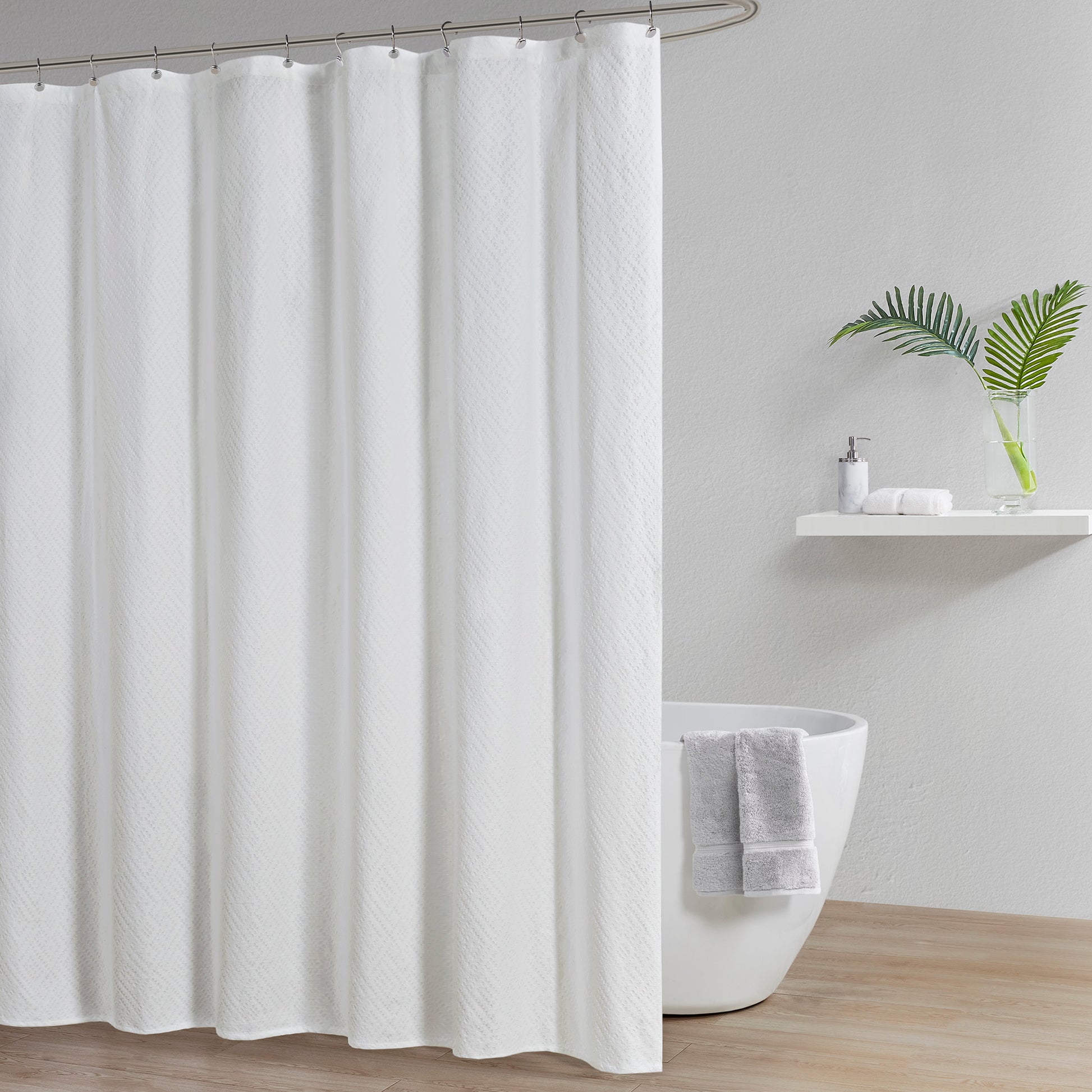 Matelasse Shower Curtain White Cotton