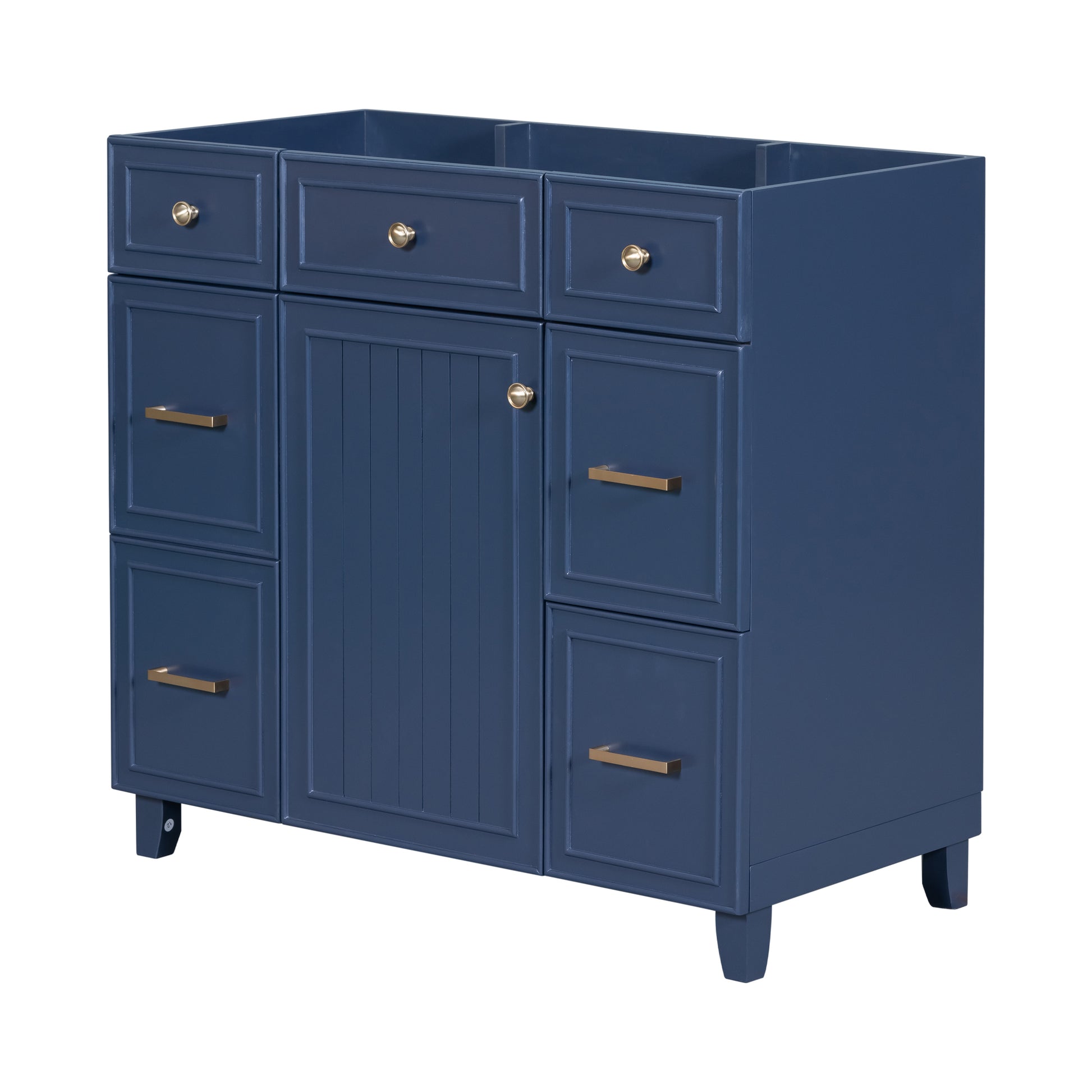 Cabinet Only 36" Bathroom Vanity Blue Navy Blue Solid Wood Mdf