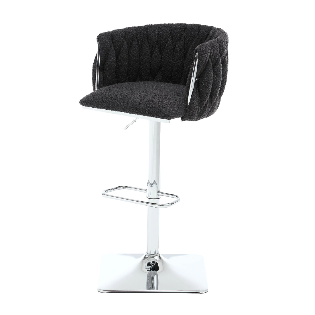 Coolmore Vintage Bar Stools With Back And Footrest Counter Height Dining Chairs 2Pc Set Black Boucle