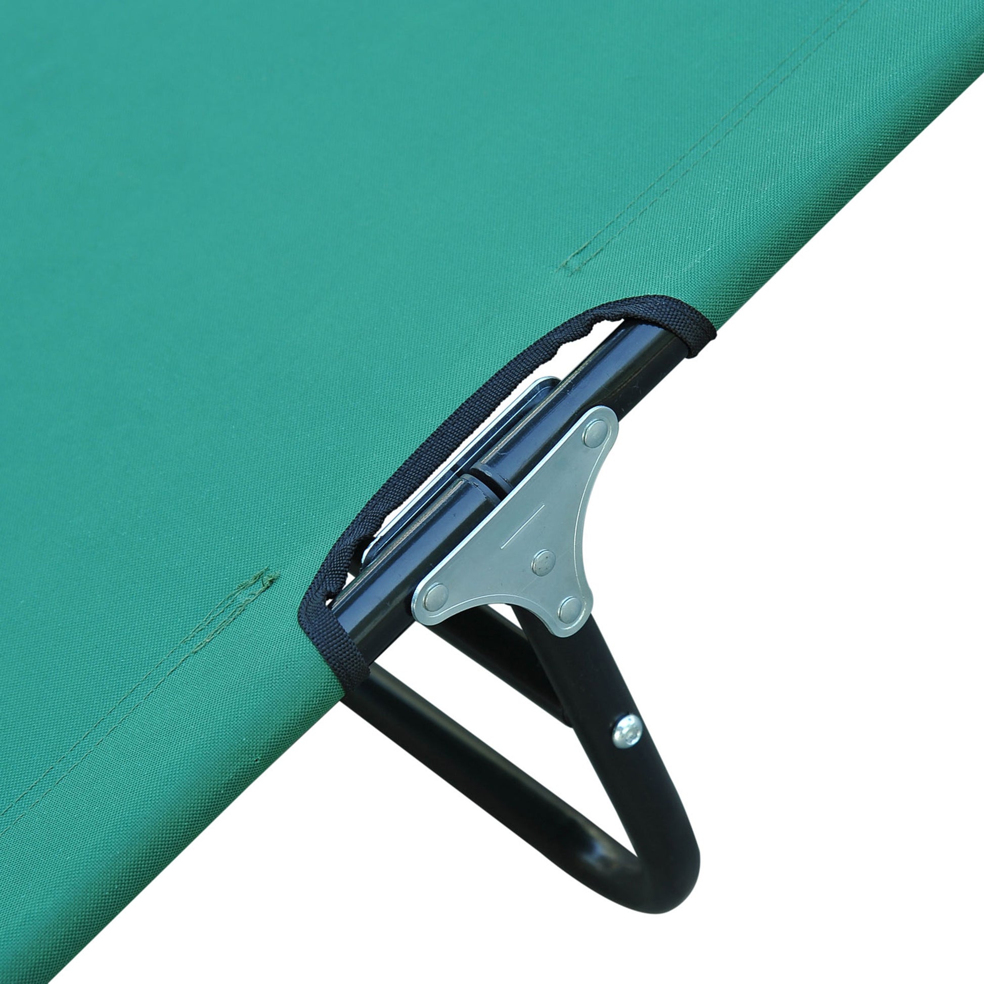 Foldable Outdoor Chaise Lounge Chair, 5 Level Reclining Camping Tanning Chair With Strong Oxford Fabric For Beach, Yard, Patio, Pool, Green Green Steel