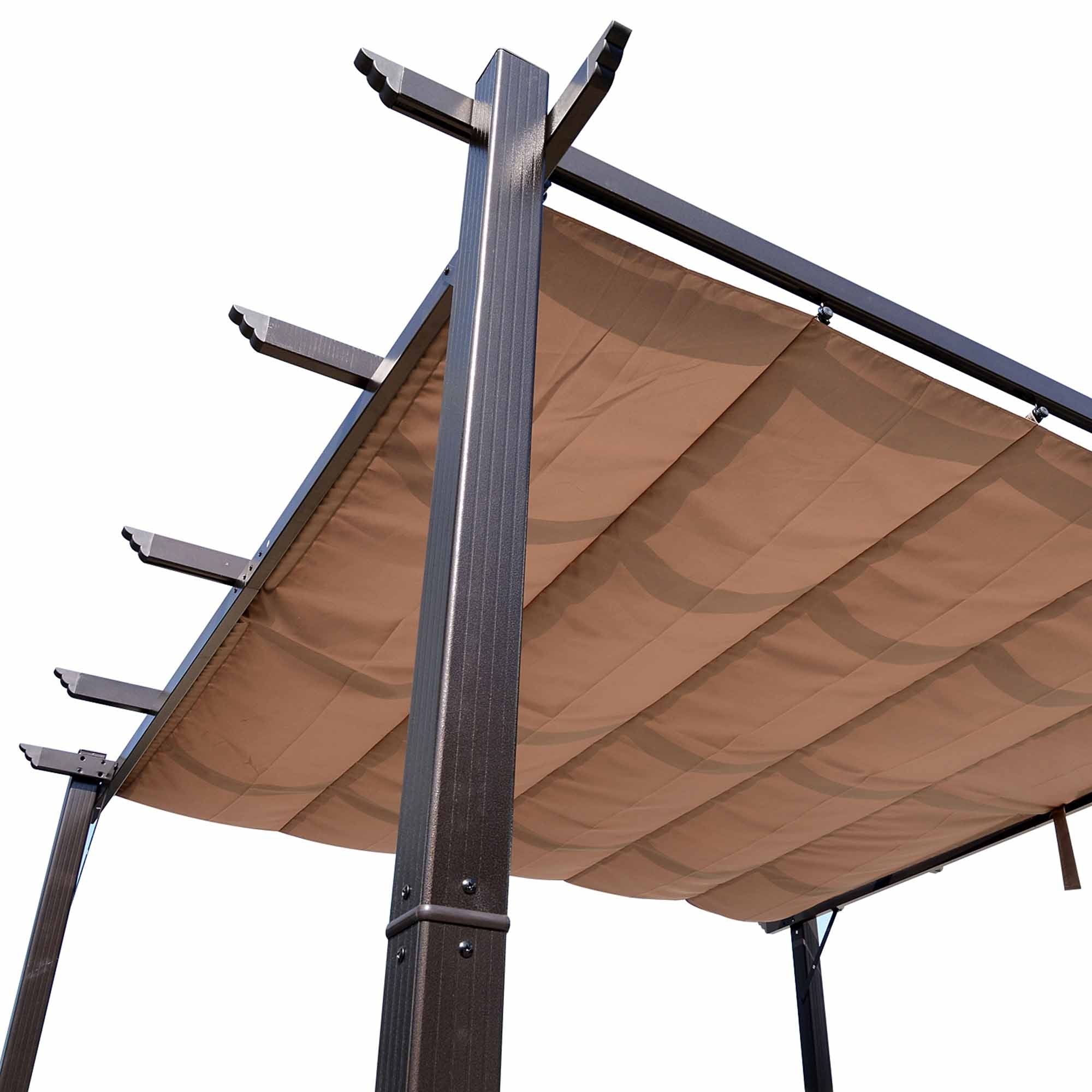 10' x 10' Outdoor Retractable Pergola Canopy, Aluminum brown-aluminium
