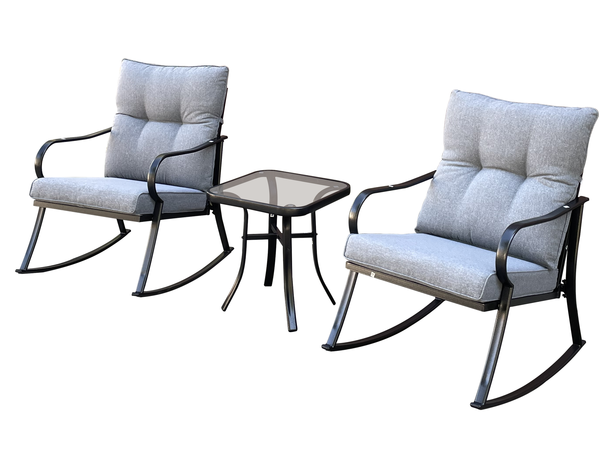 Rocker Set Chair And Teapoy Medium Grey Yes Medium Grey Metal