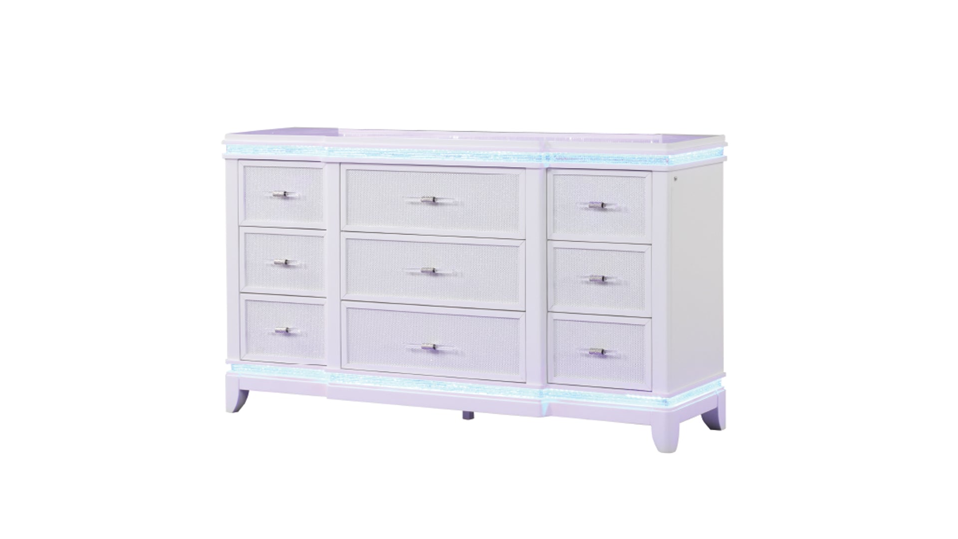 Opium Queen 5 Pc Bedroom Set In Milky White Box Spring Required Queen White Wood 5 Piece Set Bedroom Bed Included,Chest Included,Dresser Included,Mirror Included,Nightstand Included Contemporary,Modern Upholstered Built In Lighting Wood