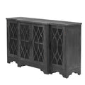 Retro Sideboard Glass Door with Curved Line black-mdf