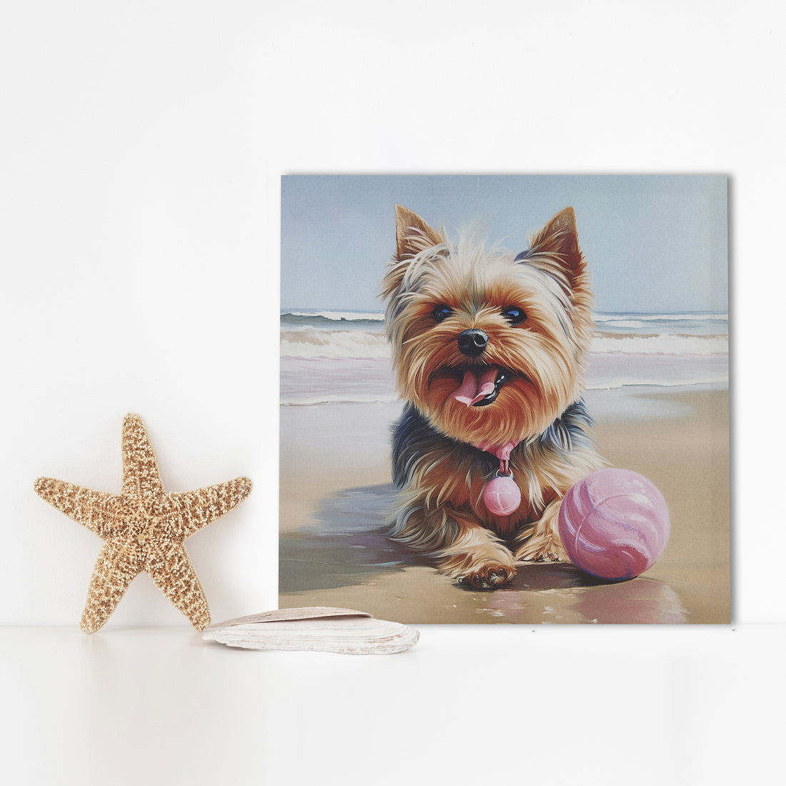 Yorkie Canvas Wall Art Yorkie Blue Multi Mdf