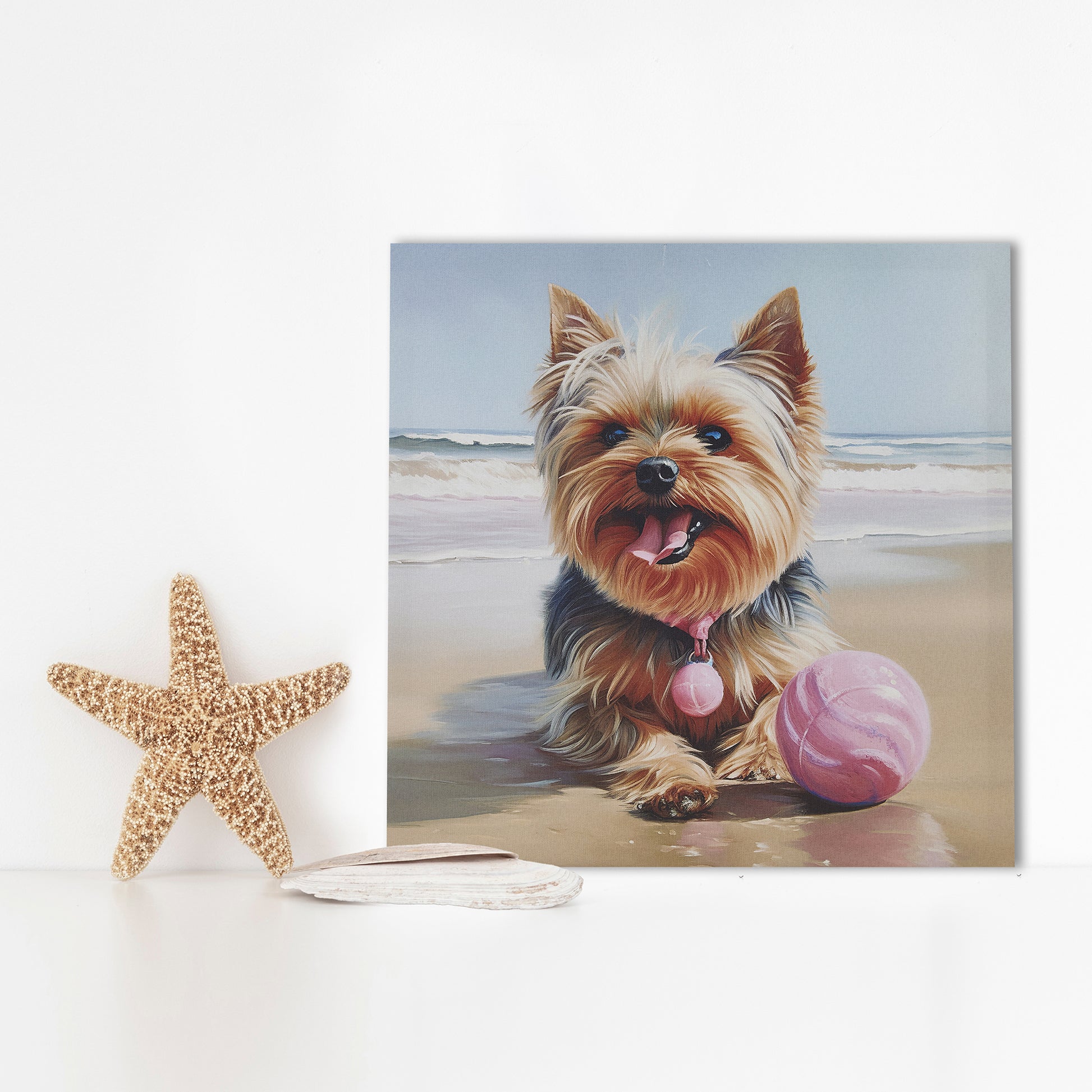 Yorkie Canvas Wall Art Yorkie Blue Multi Mdf