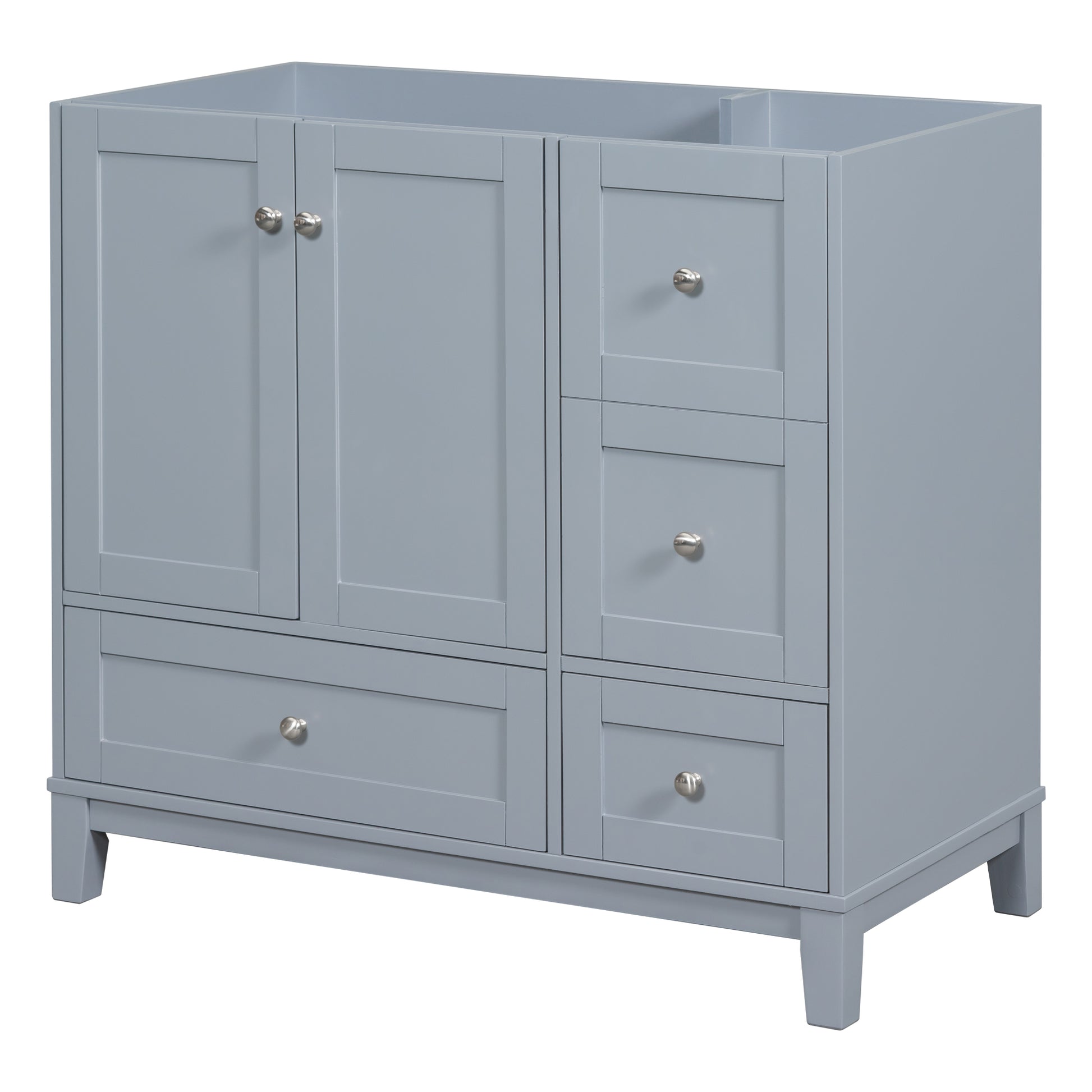 Cabinet Only 36" Bathroom Vanity Grey Blue Sink Not Included Grey Blue Solid Wood Mdf