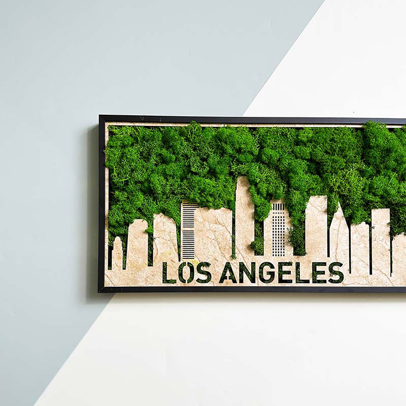 Los Angeles Moss City Silhouette Metal Wall Art Small green-iron