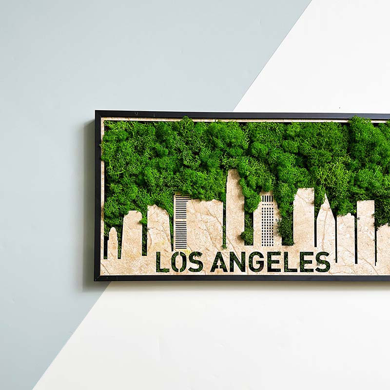 Los Angeles Moss City Metal Wall Art Small Green Iron